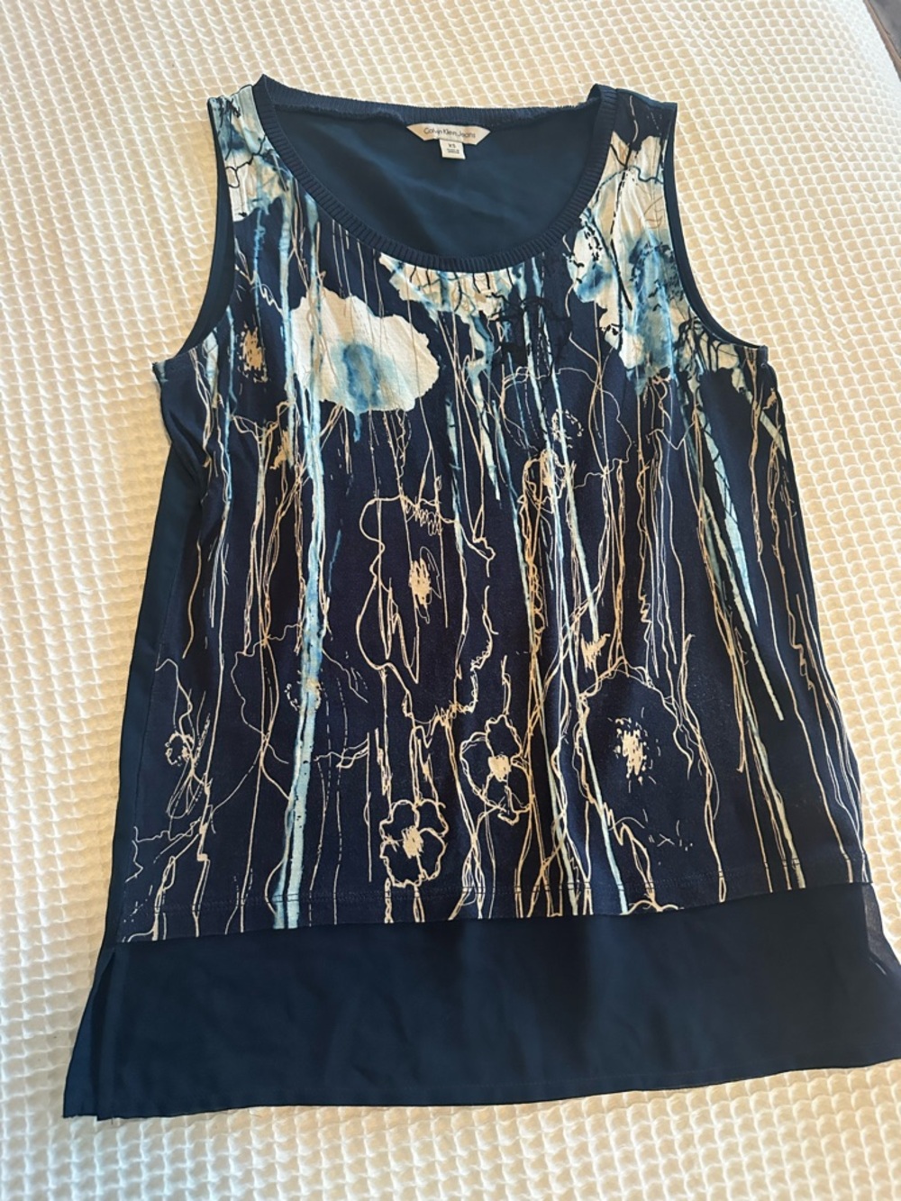 Calvin Klein Women’s Tank Top Sleeveless Dressy XS Navy
